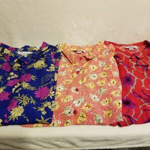 A Personal Touch 7X Top Lot Of 3 Button Front Floral Cottagecore Classic USA
